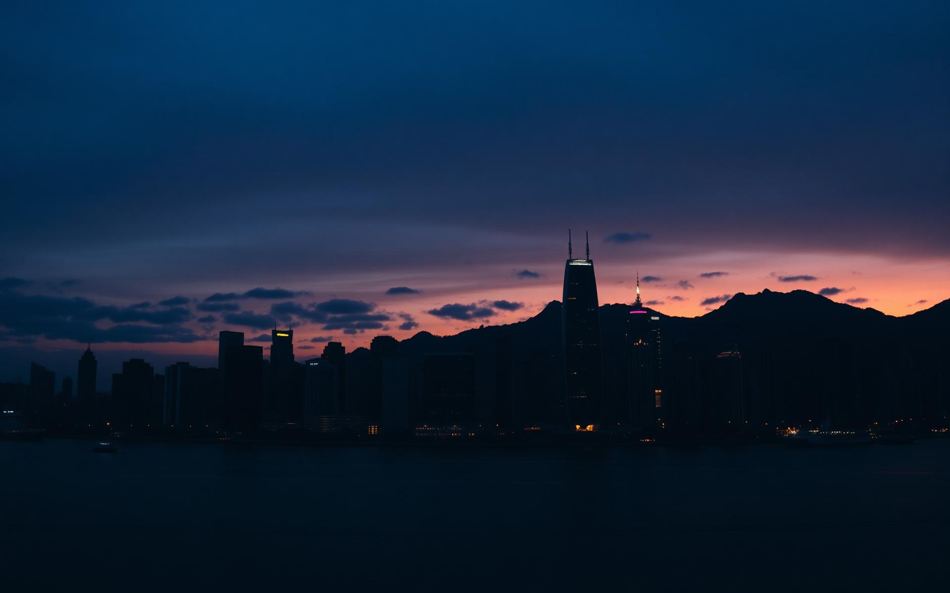 Hong Kong skyline at blue hour